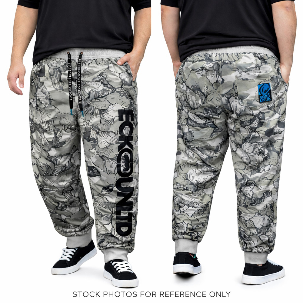 Ecko Unltd Floral Camo Jogger Streetwear Sweatpants Gray Black Logo Pants Men XL
